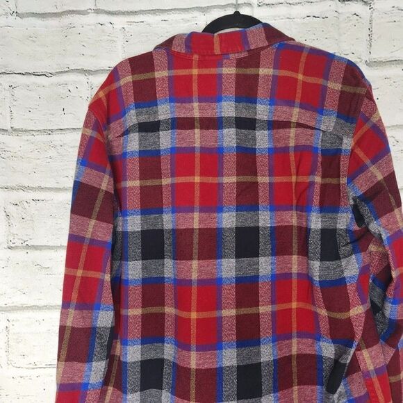 THE NORTH FACE Mens Button Down Plaid Blue Red Flannel Shirt Large Long Sleeve - Picture 9 of 12